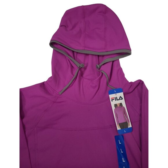 Fila Ladies Funnel Neck Moisture Wicking Active Training Hoodie Purple Large - Picture 3 of 8